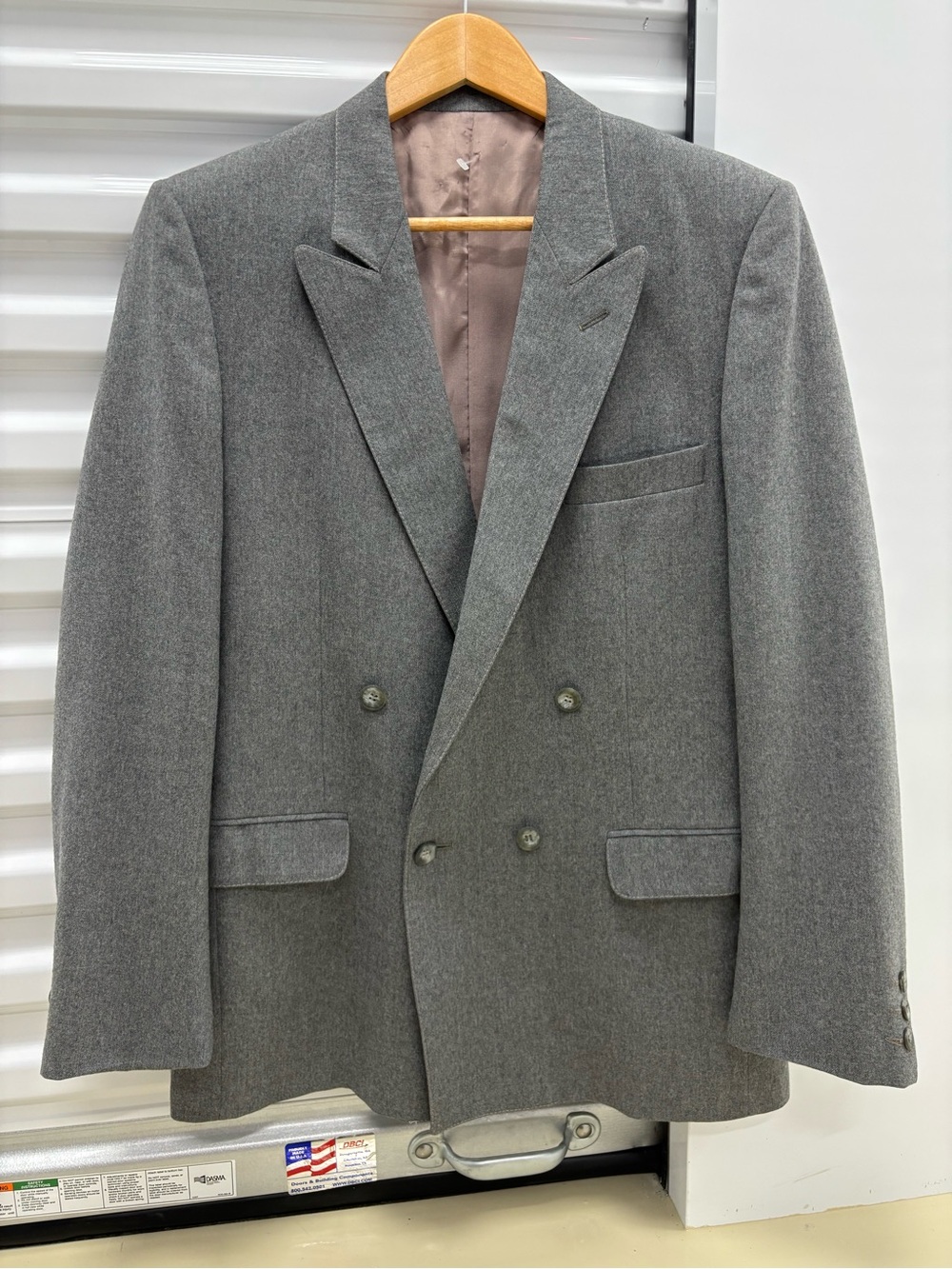 Men's Double-Breasted Gray Wool Blazer